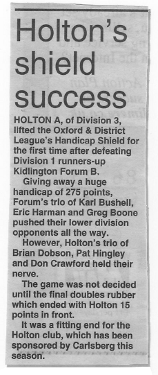 Clipping: Holton lifts the handicap shield